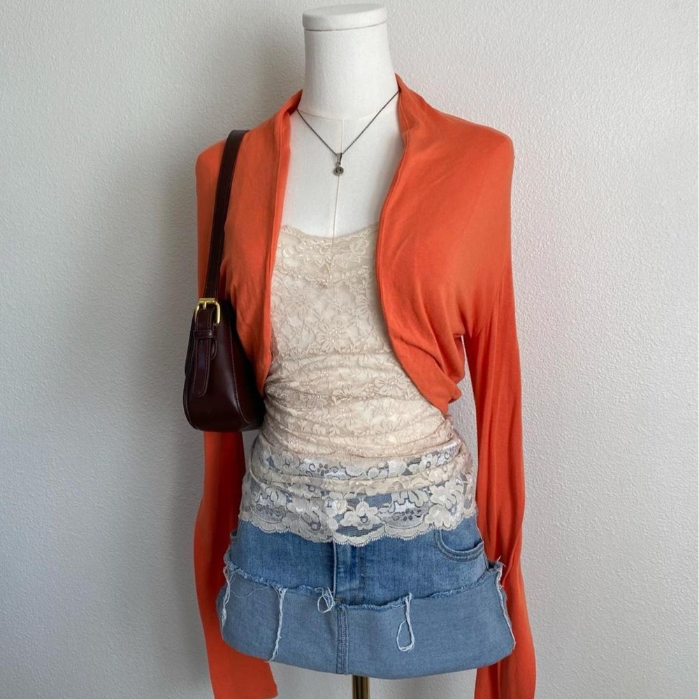 Vintage Spiegel Orange Cropped Bolero Shrug Long Sleeve